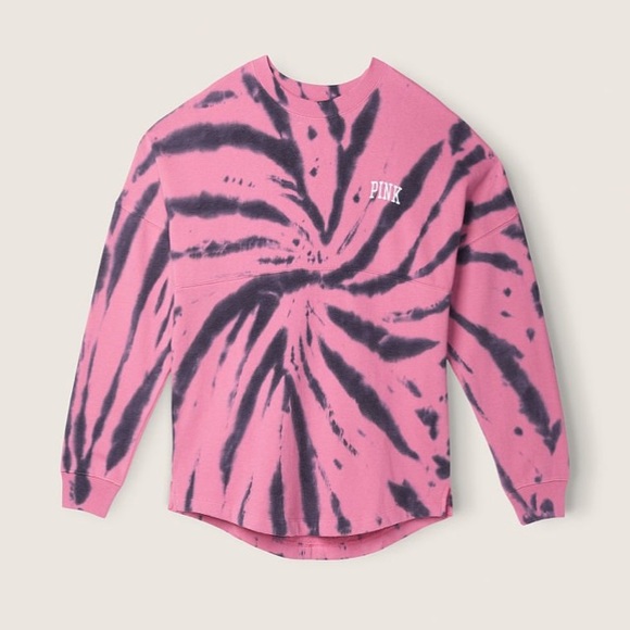 Vs Victorias Secret Pink Varsity Crew Sweater Jacket Top Dahlia Print S - Picture 5 of 8